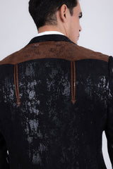 Barabas Wholesale Men's Western Suede Notch Lapel Casual Blazer 5BL27 Black