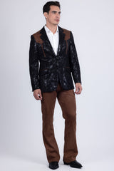 Barabas Wholesale Men's Western Suede Notch Lapel Casual Blazer 5BL27 Black