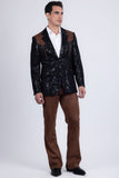Barabas Wholesale Men's Western Suede Notch Lapel Casual Blazer 5BL27 Black