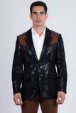 Barabas Wholesale Men's Western Suede Notch Lapel Casual Blazer 5BL27 Black