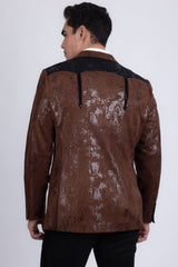 Barabas Wholesale Men's Western Velvet Notch Lapel Casual Blazer 5BL27 Brown