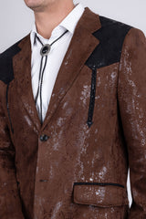 Barabas Wholesale Men's Western Velvet Notch Lapel Casual Blazer 5BL27 Brown