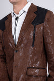 Barabas Wholesale Men's Western Velvet Notch Lapel Casual Blazer 5BL27 Brown
