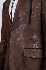 Barabas Wholesale Men's Western Velvet Notch Lapel Casual Blazer 5BL27 Brown