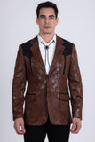 Barabas Wholesale Men's Western Velvet Notch Lapel Casual Blazer 5BL27 Brown