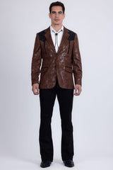 Barabas Wholesale Men's Western Velvet Notch Lapel Casual Blazer 5BL27 Brown