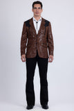 Barabas Wholesale Men's Western Velvet Notch Lapel Casual Blazer 5BL27 Brown