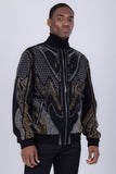 BARABAS Men's Geometric Rhinestone Luxury Bomber Biker Jacket 5BP01 Gold