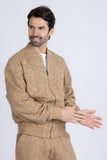 Barabas Wholesale Men's Paisley Geometric Stretch Luxury Bomber Jacket 5BP02 Camel