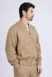 Barabas Wholesale Men's Paisley Geometric Stretch Luxury Bomber Jacket 5BP02 Brown