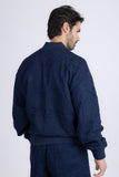 Barabas Wholesale Men's Paisley Geometric Stretch Luxury Bomber Jacket 5BP02 Navy