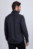 Barabas Wholesale Men's Rhinestones Geometric Stretch Long Sleeve Shirts 5BR03 Black