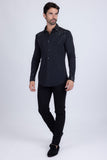 Barabas Wholesale Men's Rhinestones Geometric Stretch Long Sleeve Shirts 5BR20 Black