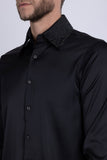 Barabas Wholesale Men's Rhinestones Collar Stretch Long Sleeve Shirts 5BR21 Black