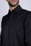 Barabas Wholesale Men's Rhinestones Collar Stretch Long Sleeve Shirts 5BR21 Black