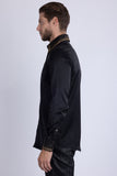 Barabas Wholesale Men's Rhinestones Collar Stretch Long Sleeve Shirts 5BR21 Black Gold