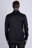 Barabas Wholesale Men's Rhinestones Collar Stretch Long Sleeve Shirts 5BR21 Black Silver
