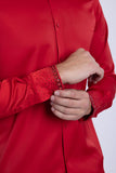 Barabas Wholesale Men's Rhinestones Collar Stretch Long Sleeve Shirts 5BR21 Red