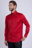 Barabas Wholesale Men's Rhinestones Collar Stretch Long Sleeve Shirts 5BR21 Red