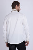Barabas Wholesale Men's Rhinestones Collar Stretch Long Sleeve Shirts 5BR21 White Gold