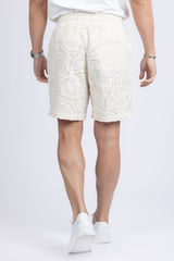 Barabas Men's Paisley Stretch Lightweight Drawstring Shorts 5BSP02 White