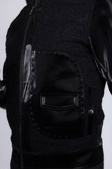 Barabas Wholesale Men's Solid Color Embroidered Shiny Bomber Jacket 5C01 Black