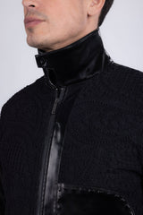 Barabas Wholesale Men's Solid Color Embroidered Shiny Bomber Jacket 5C01 Black