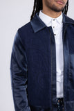 Barabas Wholesale Men's Solid Color Embroidered Shiny Bomber Jacket 5C01 Navy