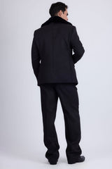 Barabas Men's Soft Fur Shawl Lapel Blazer Coat 5C03 Black