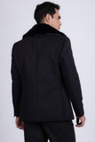 Barabas Men's Soft Fur Shawl Lapel Blazer Coat 5C03 Black