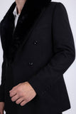 Barabas Men's Soft Fur Shawl Lapel Blazer Coat 5C03 Black