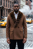 Barabas Men's Soft Fur Shawl Lapel Blazer Coat 5C03 Mocha