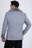 Barabas Men's Soft Fur Shawl Lapel Blazer Coat 5C03 Fossil Grey