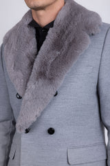 Barabas Men's Soft Fur Shawl Lapel Blazer Coat 5C03 Fossil Grey