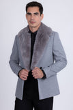 Barabas Men's Soft Fur Shawl Lapel Blazer Coat 5C03 Fossil Grey