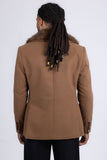 Barabas Men's Soft Fur Shawl Lapel Blazer Coat 5C03 Brown