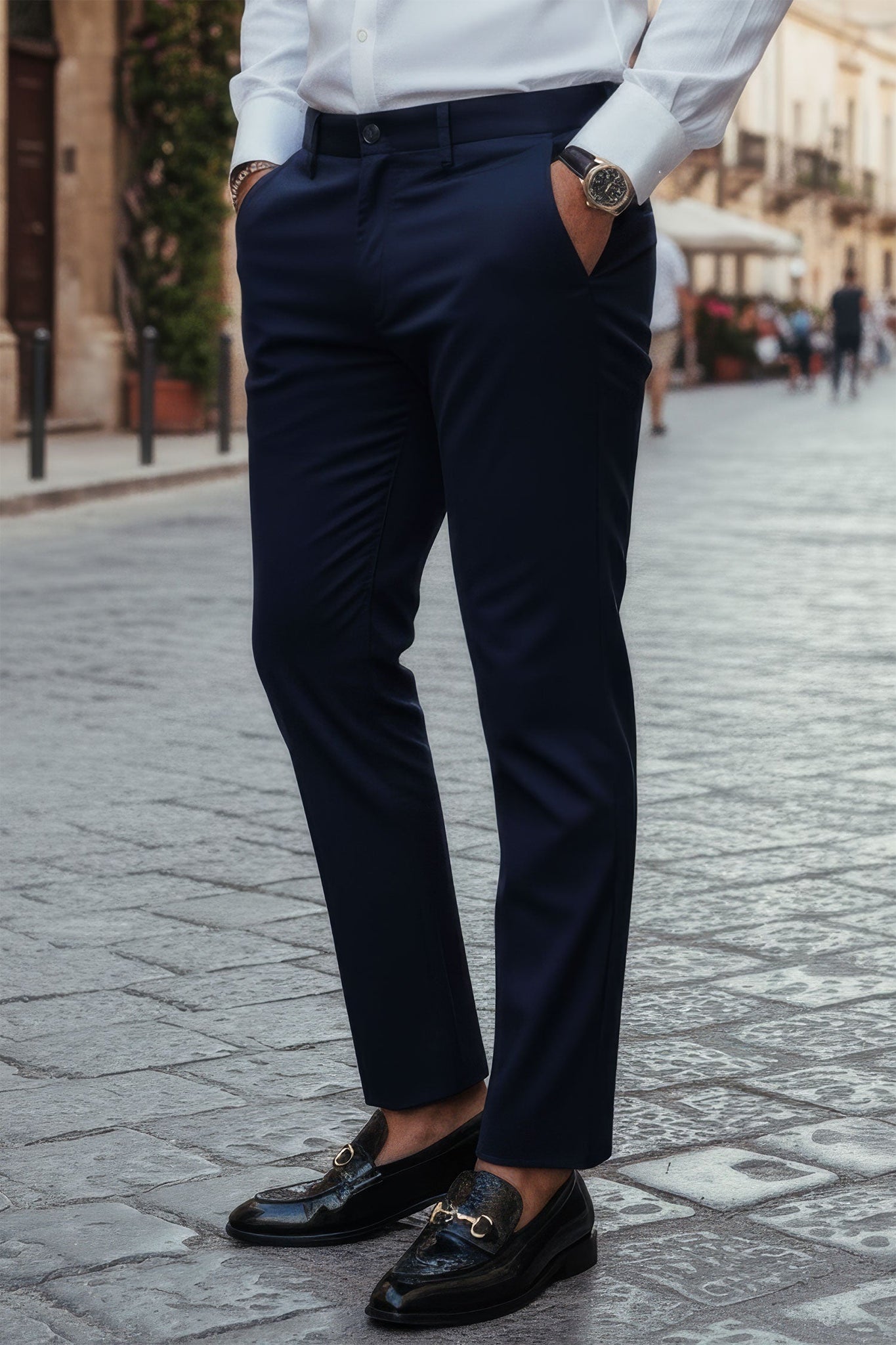 Barabas Wholesale Men's Casual Solid Color Basic Essential Dress Pants 5CP01 Navy