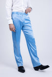 Barabas Men's Shiny Stretch Solid Color Dress Pants 5CP09 Sky Blue