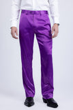 Barabas Men's Shiny Stretch Solid Color Dress Pants 5CP09 Violet