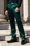Barabas Men's Shiny Stretch Solid Color Dress Pants 5CP09 Emerald