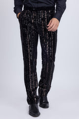 Barabas Wholesale Men's Sequin Shiny Stretch Casual Slim Fit Pants 5CP16 Black