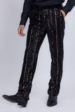 Barabas Men's Sequin Shiny Stretch Casual Slim Fit Pants 5CP16 Gun Metal