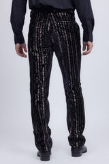 Barabas Wholesale Men's Sequin Shiny Stretch Casual Slim Fit Pants 5CP16 Black