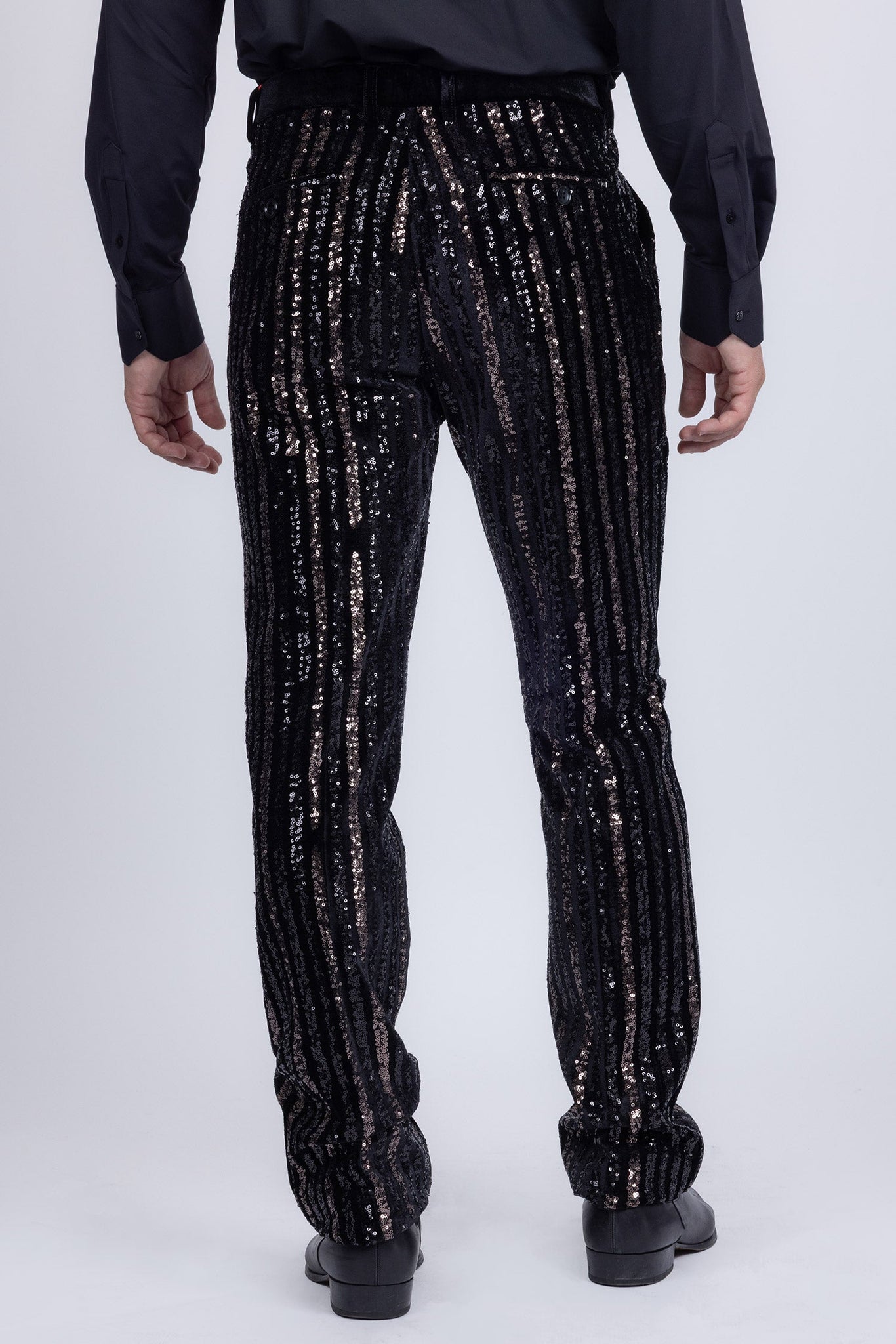Barabas Wholesale Men's Sequin Shiny Stretch Casual Slim Fit Pants 5CP16 Black