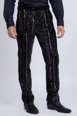 Barabas Wholesale Men's Sequin Shiny Stretch Casual Slim Fit Pants 5CP16 Black