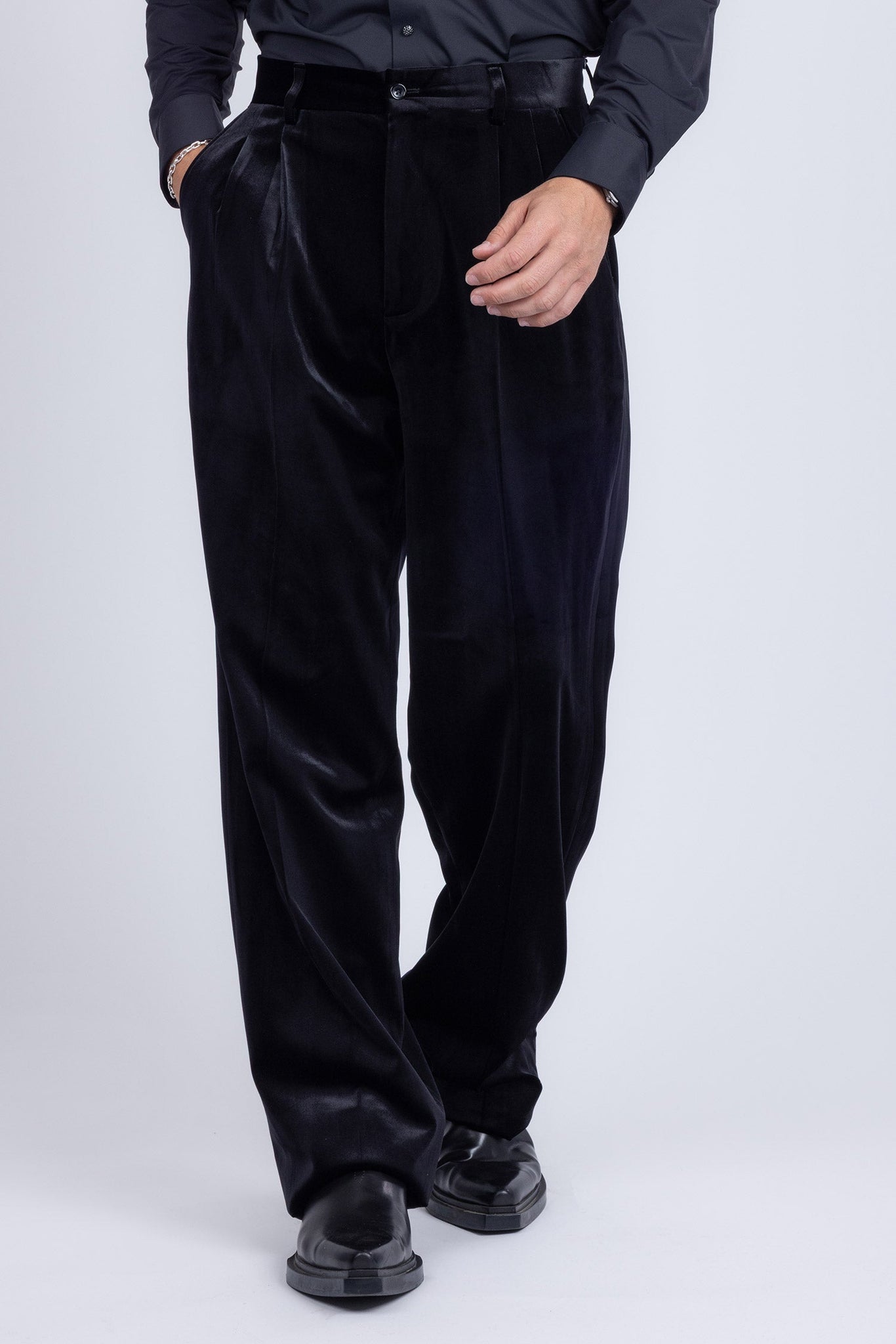 Barabas Wholesale Men's Velvet Flare Casual Stretch Pants 5CP18 Black