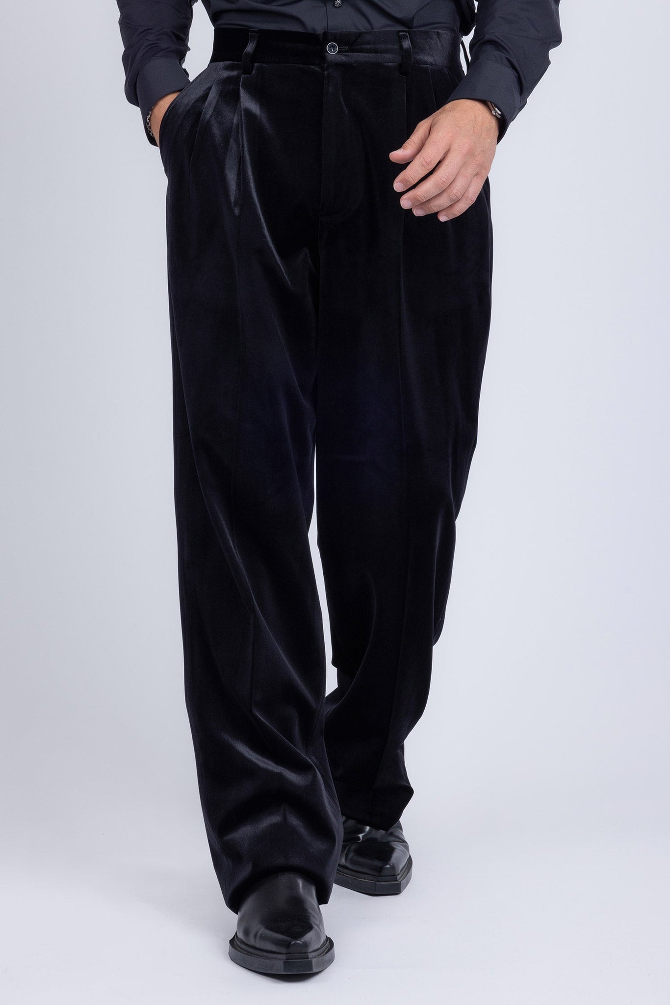 Barabas Wholesale Men's Velvet Flare Casual Stretch Pants 5CP18 Black