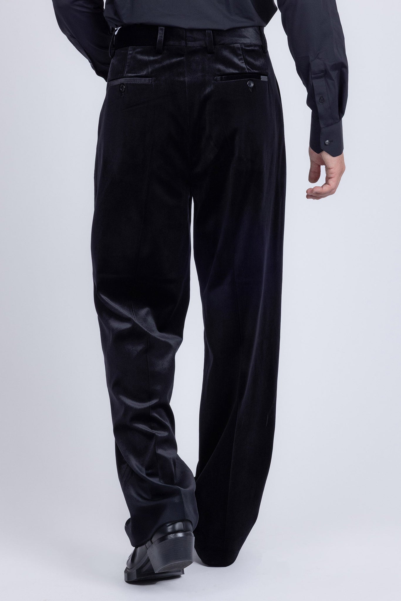 Barabas Wholesale Men's Velvet Flare Casual Stretch Pants 5CP18 Black