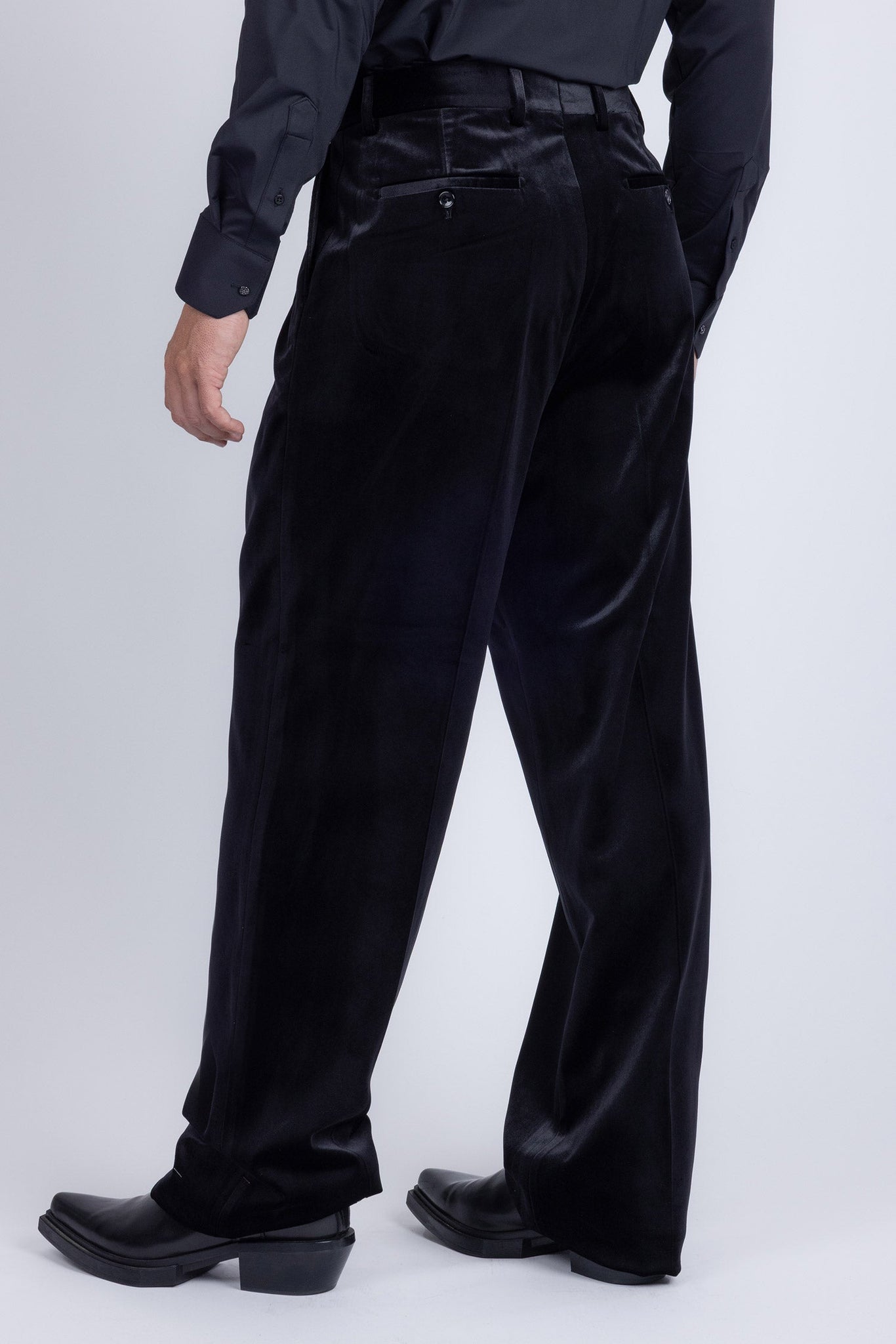 Barabas Wholesale Men's Velvet Flare Casual Stretch Pants 5CP18 Black