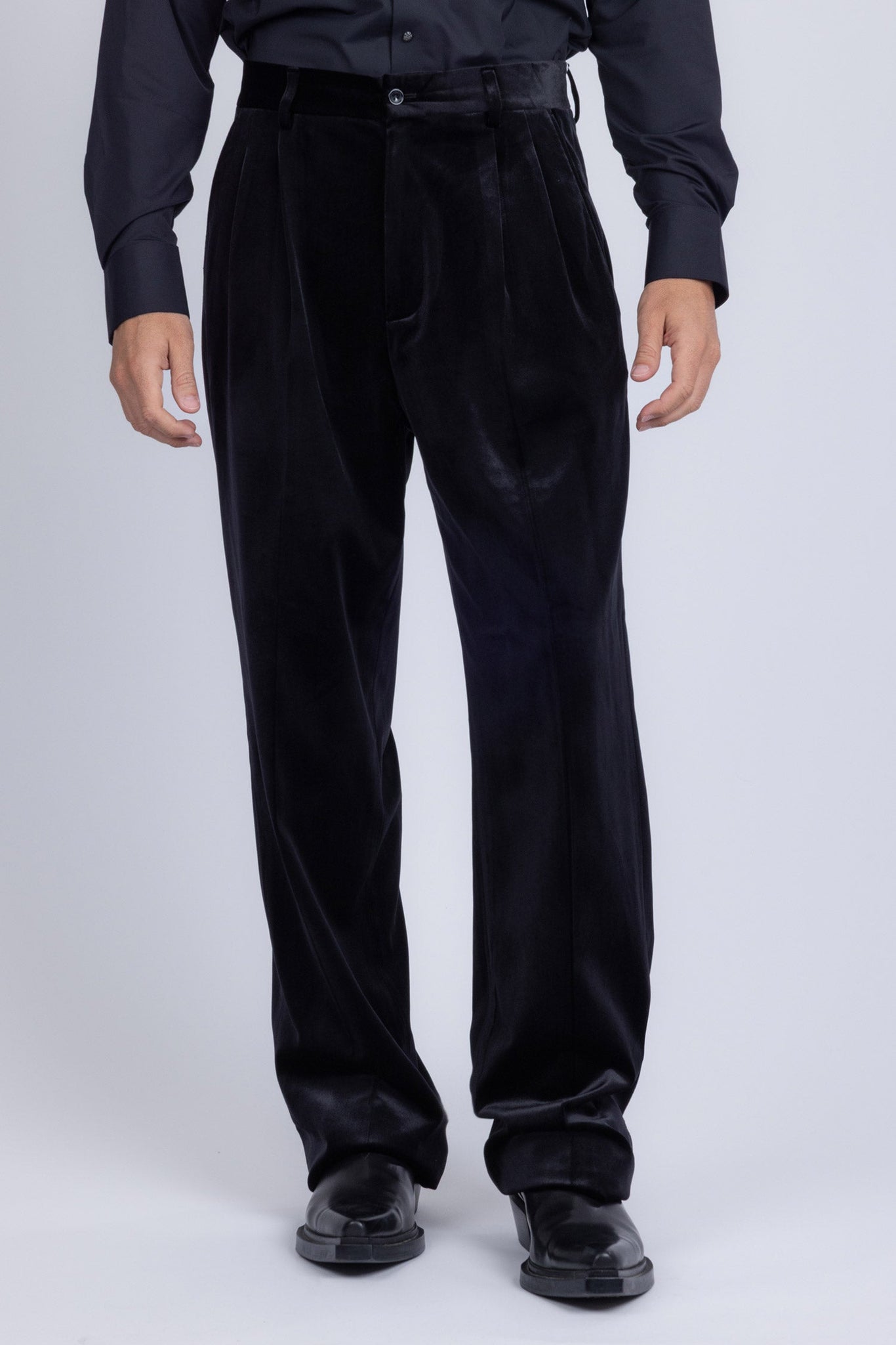 Barabas Wholesale Men's Velvet Flare Casual Stretch Pants 5CP18 Black